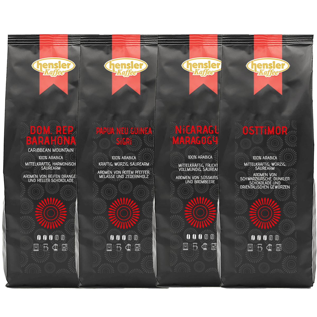 Probierpaket Kaffeebohnen aus exotischen Ländern