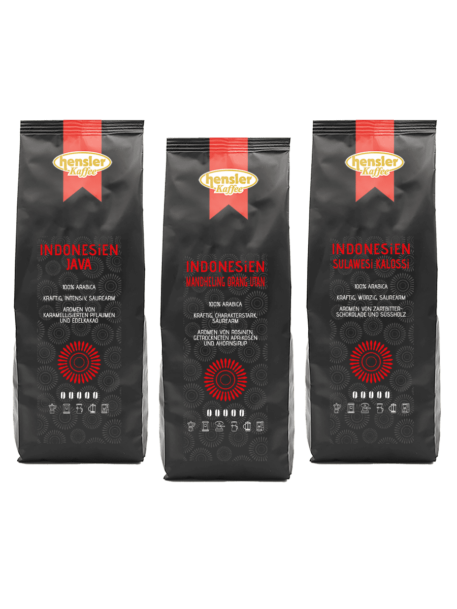 Hensler Kaffee  Indonesien Arabica Bohnen Probierpaket